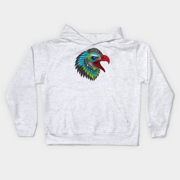 Zentangle Eagle Head Kids Hoodie by Mako Design 